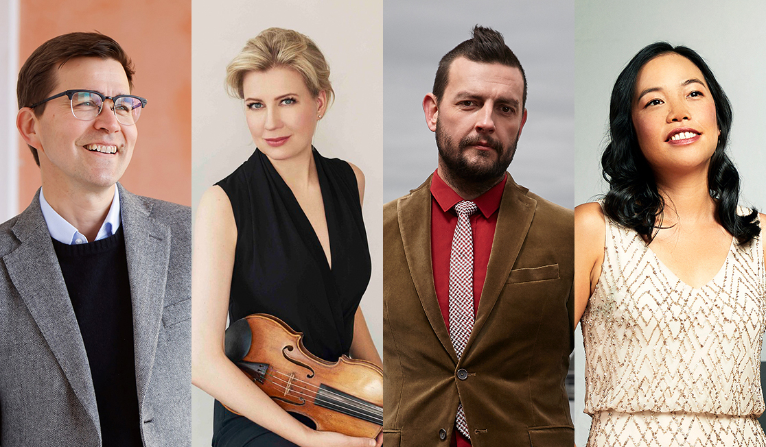 Headshots of Paavali Jumppanen, Elina Vähälä, Christopher Moore and Andrea Lam